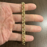 14k Yellow Gold 25.4g Solid 8.5mm Double Curb Link Charm Bracelet 7.75"