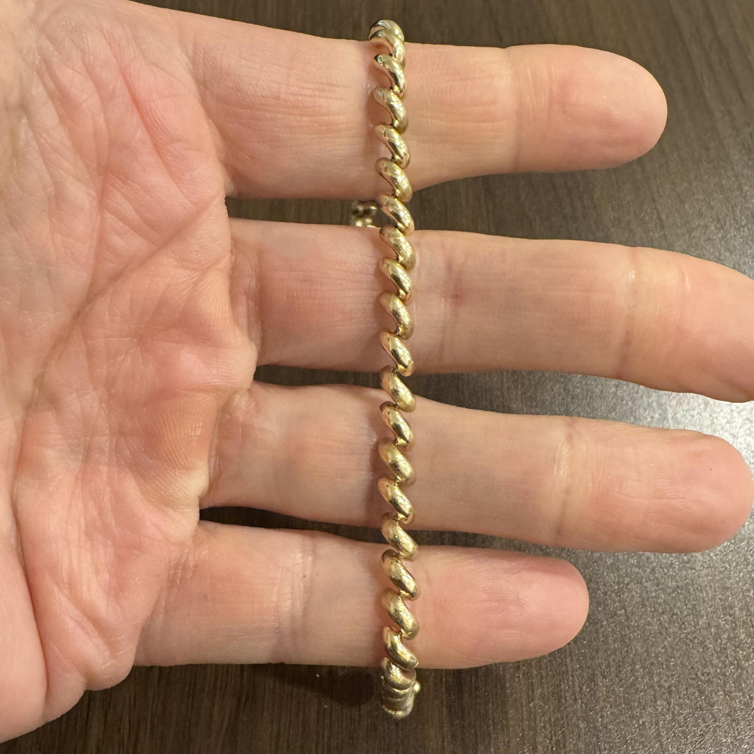 14k Yellow Gold 9.6g Ladies Polished 6mm San Marco Link Bracelet Italy 7.25"