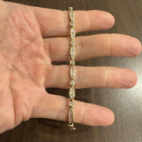 14k Yellow Gold and 2cttw Round and Baguette Diamond Link Bracelet 7.25"