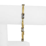 14k Yellow and White Gold 7.6g Two Tone 6mm Fancy Link Bracelet Turkey 8"