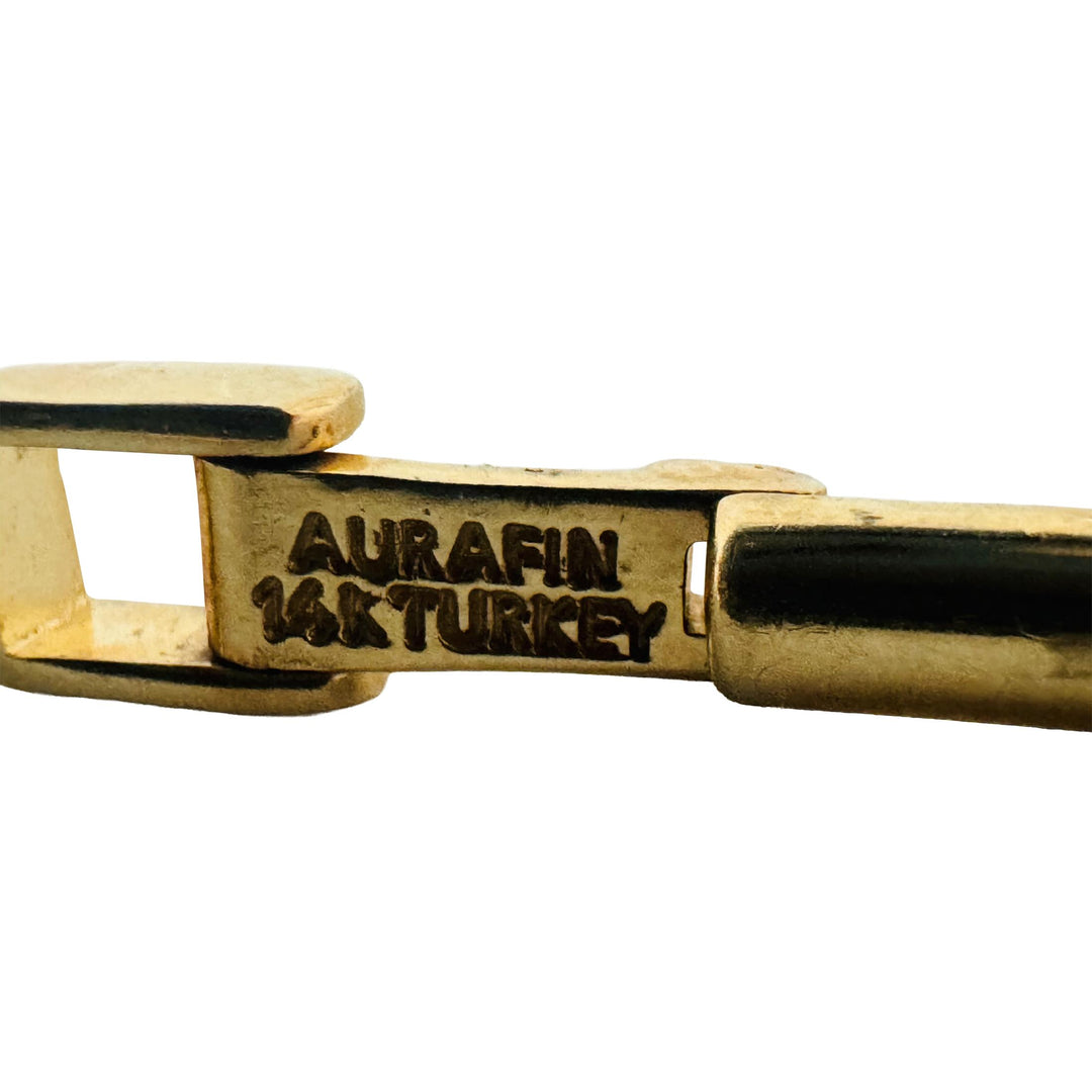 14k Yellow and White Gold 7.6g Two Tone 6mm Fancy Link Bracelet Turkey 8"