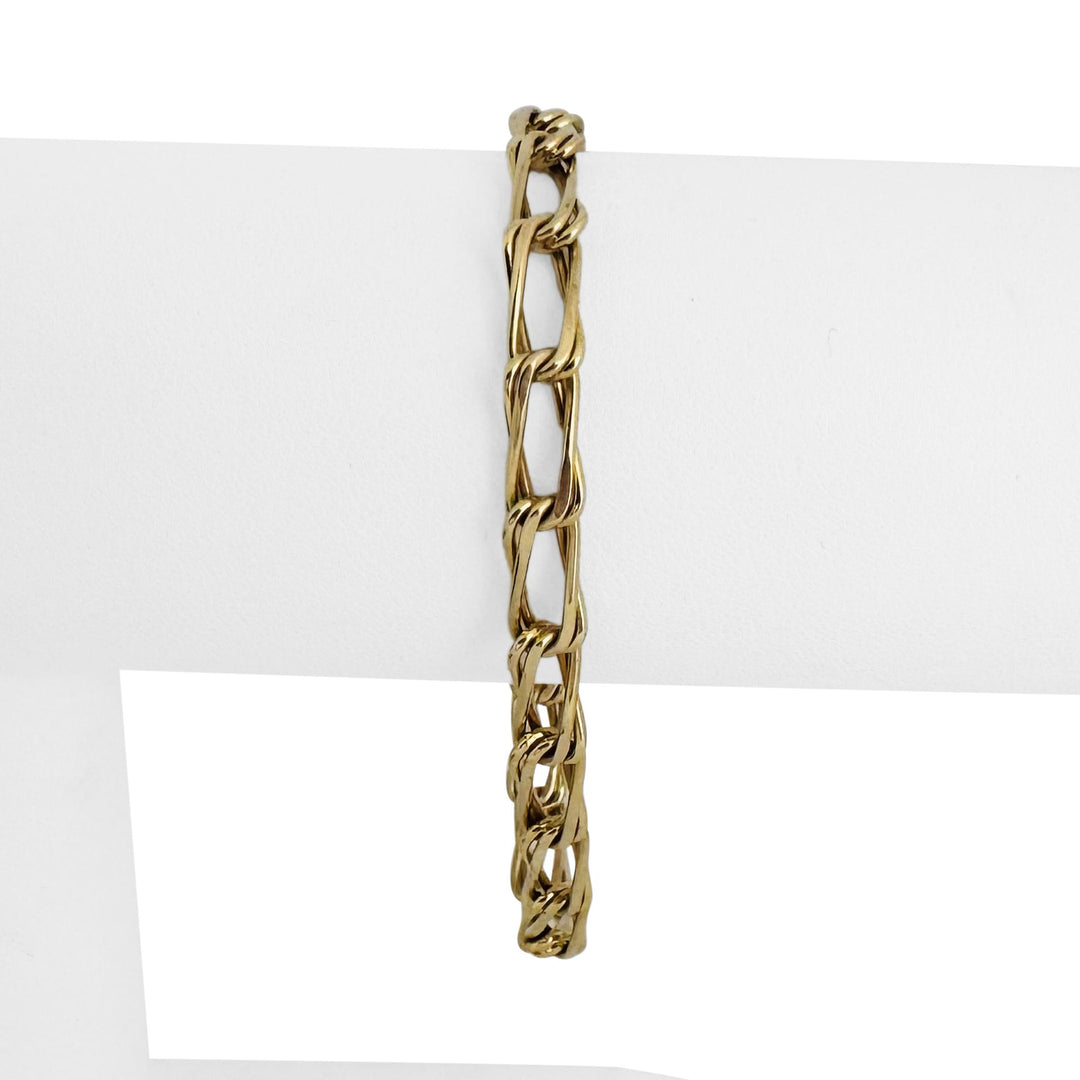 14k Yellow Gold 9.6g Ladies 5mm Fancy Twisted Curb Link Bracelet Italy 7"