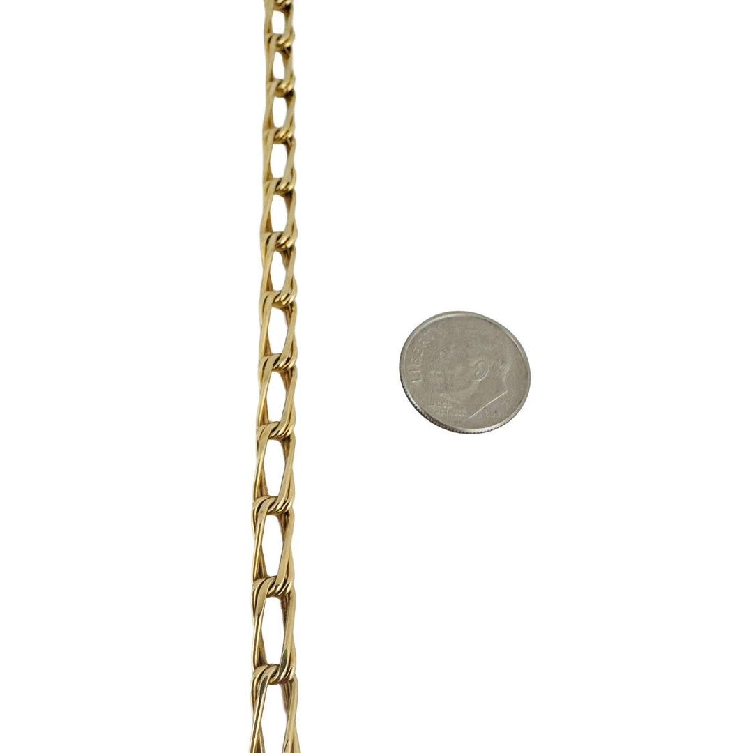 14k Yellow Gold 9.6g Ladies 5mm Fancy Twisted Curb Link Bracelet Italy 7"