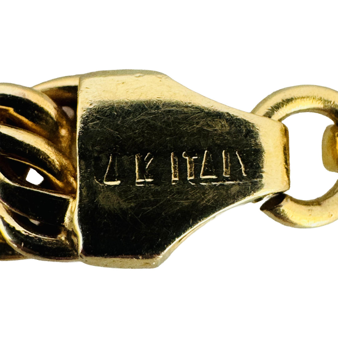 14k Yellow Gold 9.6g Ladies 5mm Fancy Twisted Curb Link Bracelet Italy 7"