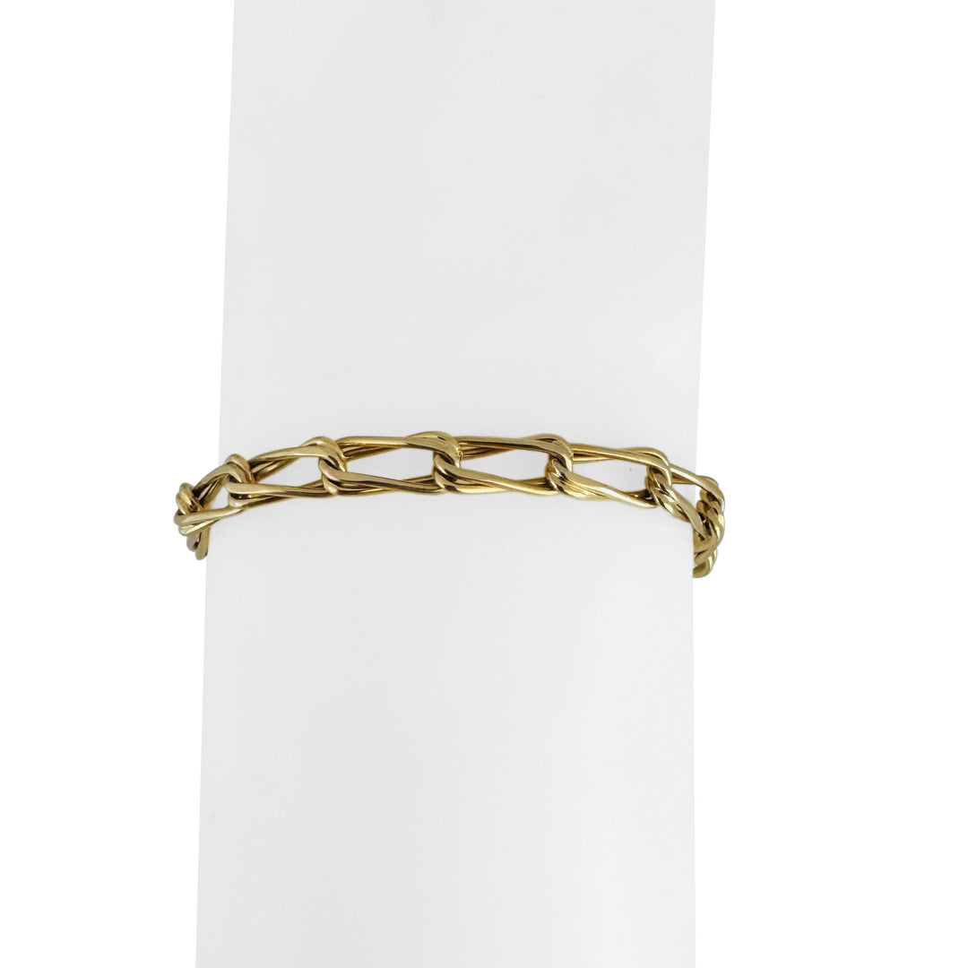 14k Yellow Gold 9.6g Ladies 5mm Fancy Twisted Curb Link Bracelet Italy 7"