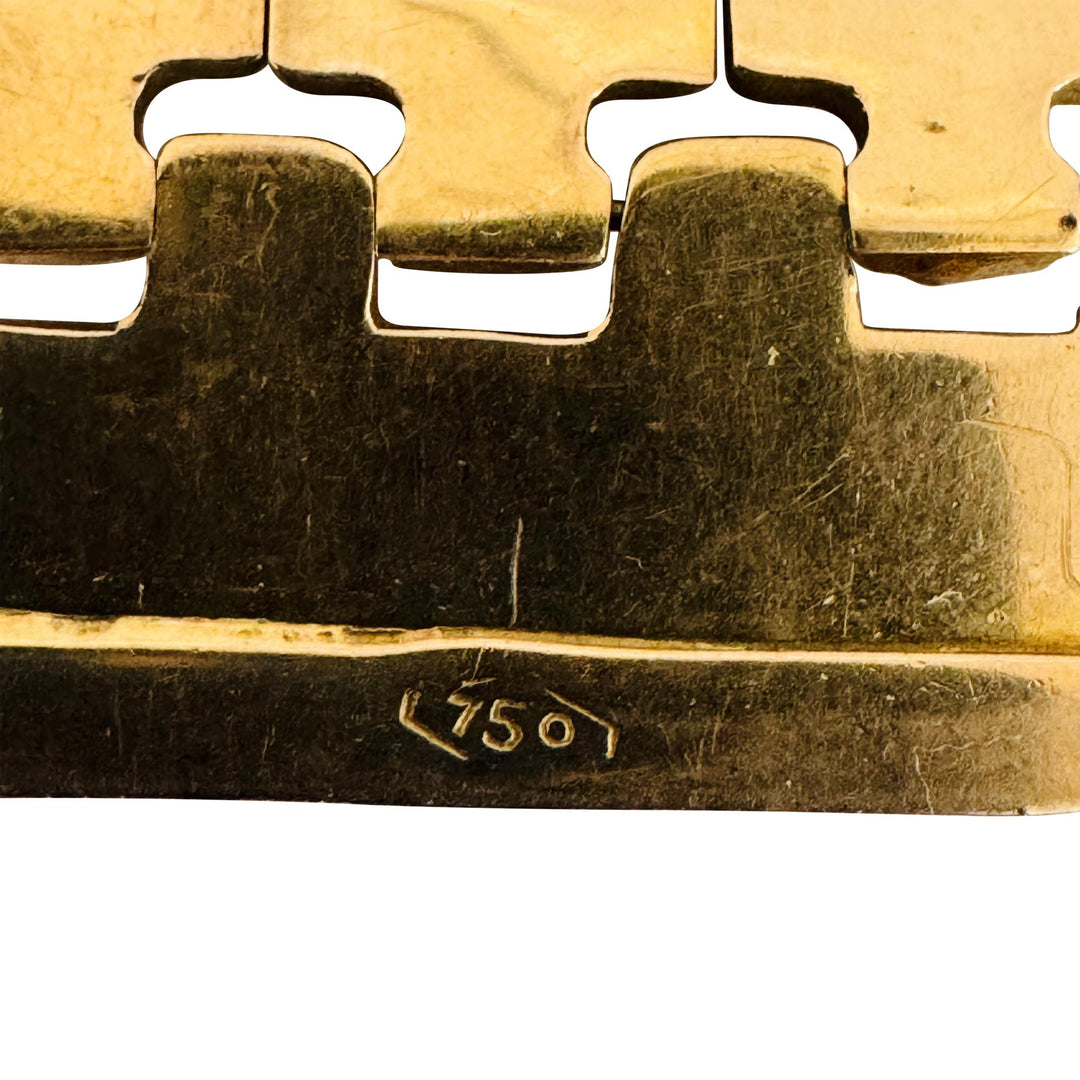 18k Yellow Gold 38.7g Ladies Vintage 27mm Wide Fancy Link Bracelet Italy 7.5"