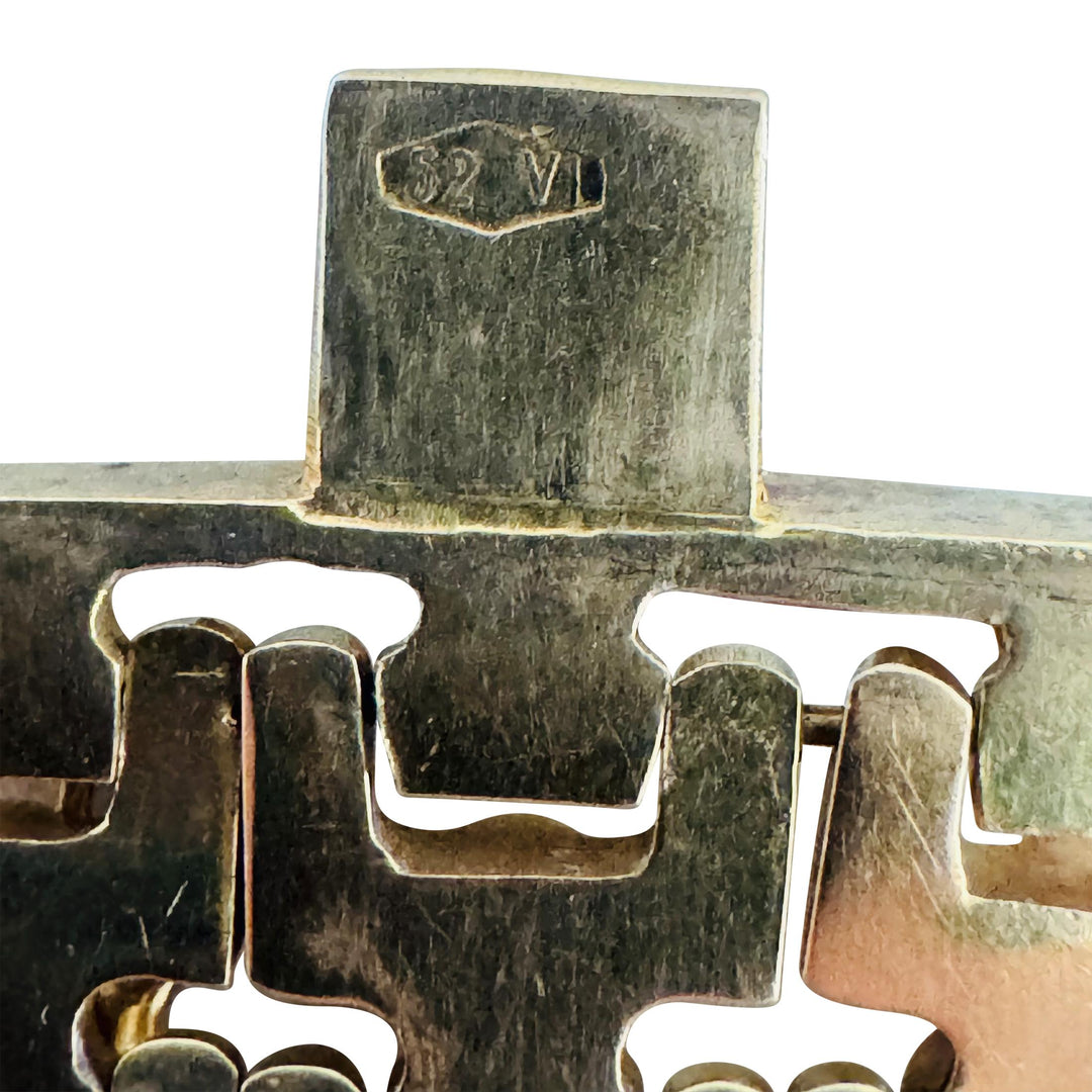 18k Yellow Gold 38.7g Ladies Vintage 27mm Wide Fancy Link Bracelet Italy 7.5"