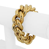 14k Yellow Gold 63.7g Hollow Thick 20mm Vintage Curb Link Bracelet Italy 7.5"