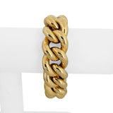 14k Yellow Gold 63.7g Hollow Thick 20mm Vintage Curb Link Bracelet Italy 7.5"