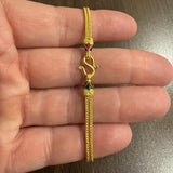 22k Yellow Gold and Enamel 15.2g Solid Two Strand Fancy Link Bracelet 7"