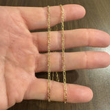 18k Yellow Gold 6g Semi Solid 2mm Figaro Link Chain Necklace Italy 19.5"