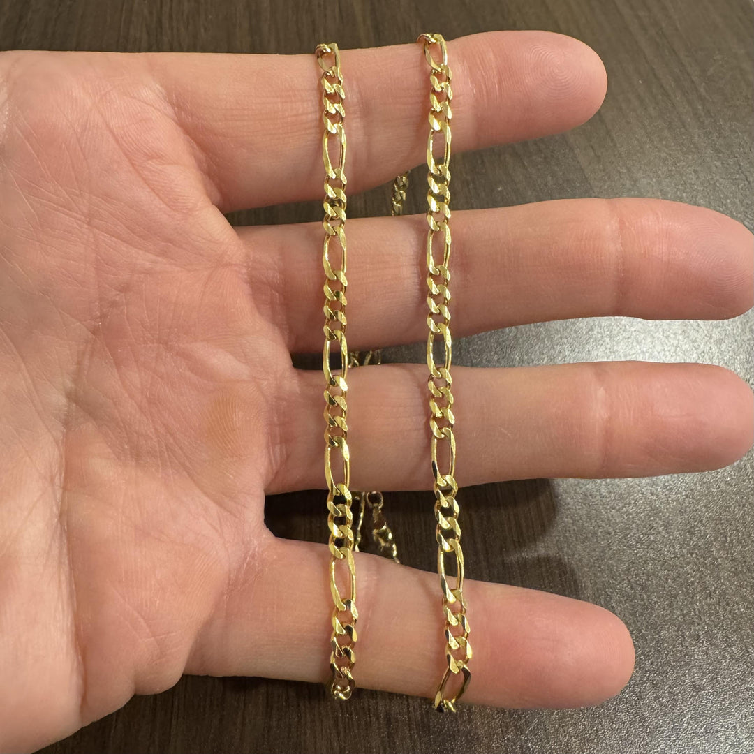 18k Yellow Gold 15.3g Solid 4mm Figaro Link Chain Necklace 20"