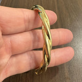 18k Yellow Gold 25g Heavy Vintage 7mm Spiral Twisted Bangle Bracelet 7"