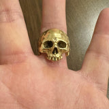 18k Yellow Gold 45.5g Solid Very Heavy Johnny Ten Rings Skull Ring Size 8.5