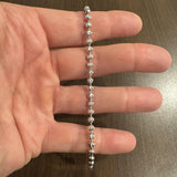 14k White Gold 10.2g Solid 4mm Moon Cut Ball Link Bracelet 8.5"