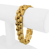 19k Portuguese Yellow Gold 38.3g Vintage Ladies 15mm Fancy Link Bracelet 7.5"