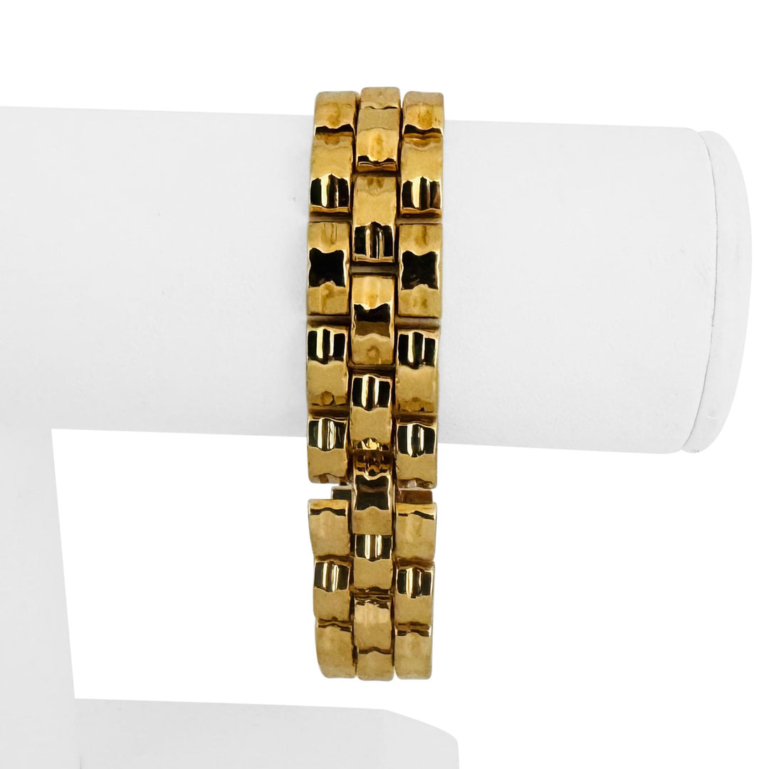 19k Portuguese Yellow Gold 38.3g Vintage Ladies 15mm Fancy Link Bracelet 7.5"