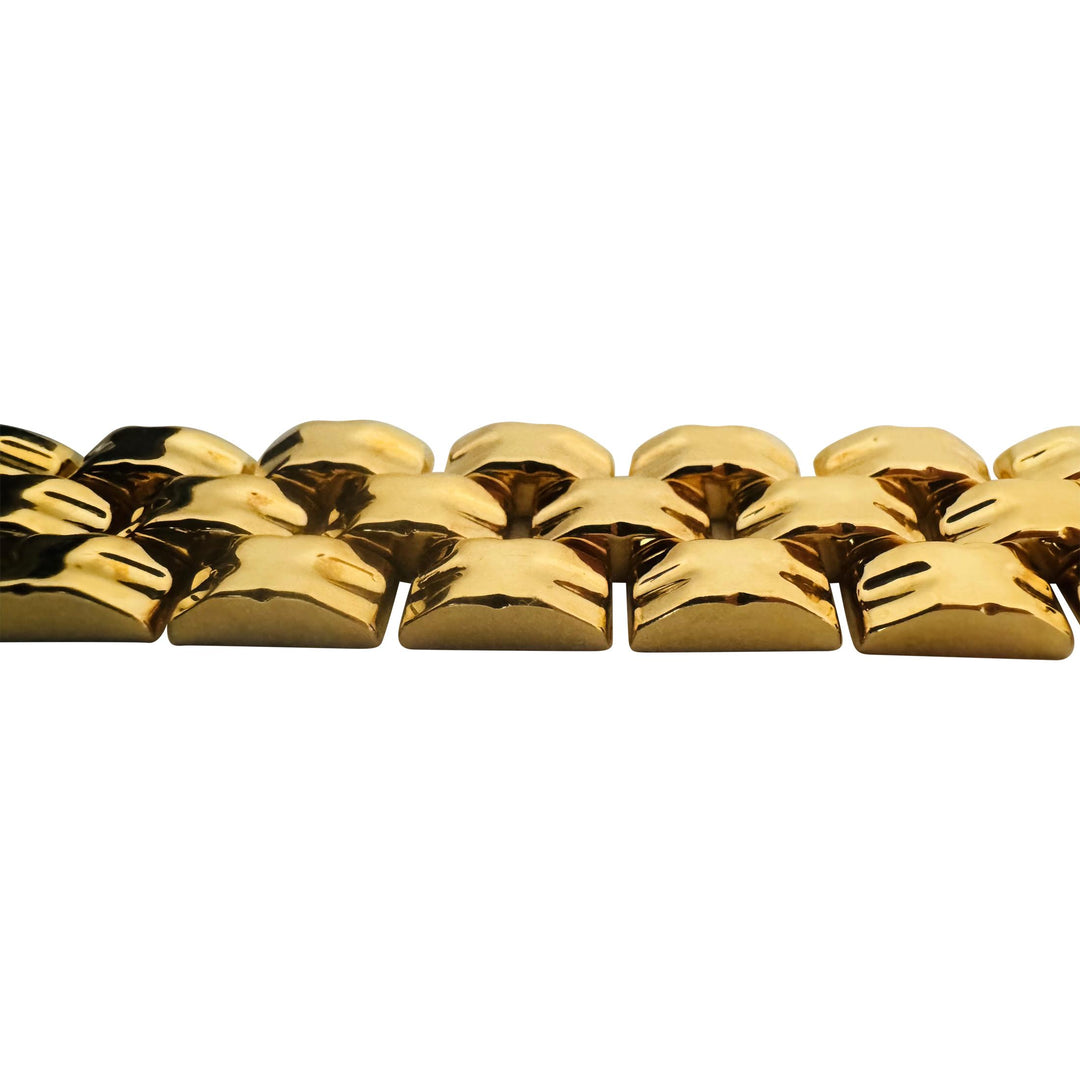 19k Portuguese Yellow Gold 38.3g Vintage Ladies 15mm Fancy Link Bracelet 7.5"
