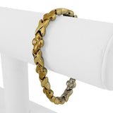 14k Yellow and White Gold 12.2g Reversible Fancy XO Link Bracelet 7.5"