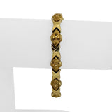 14k Yellow and White Gold 12.2g Reversible Fancy XO Link Bracelet 7.5"