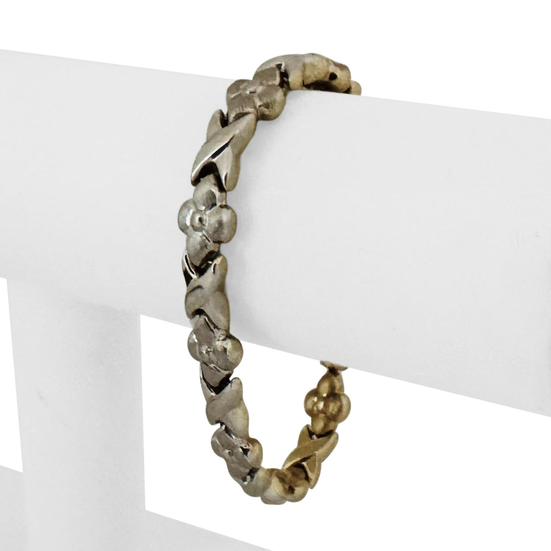 14k Yellow and White Gold 12.2g Reversible Fancy XO Link Bracelet 7.5"