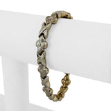 14k Yellow and White Gold 12.2g Reversible Fancy XO Link Bracelet 7.5"
