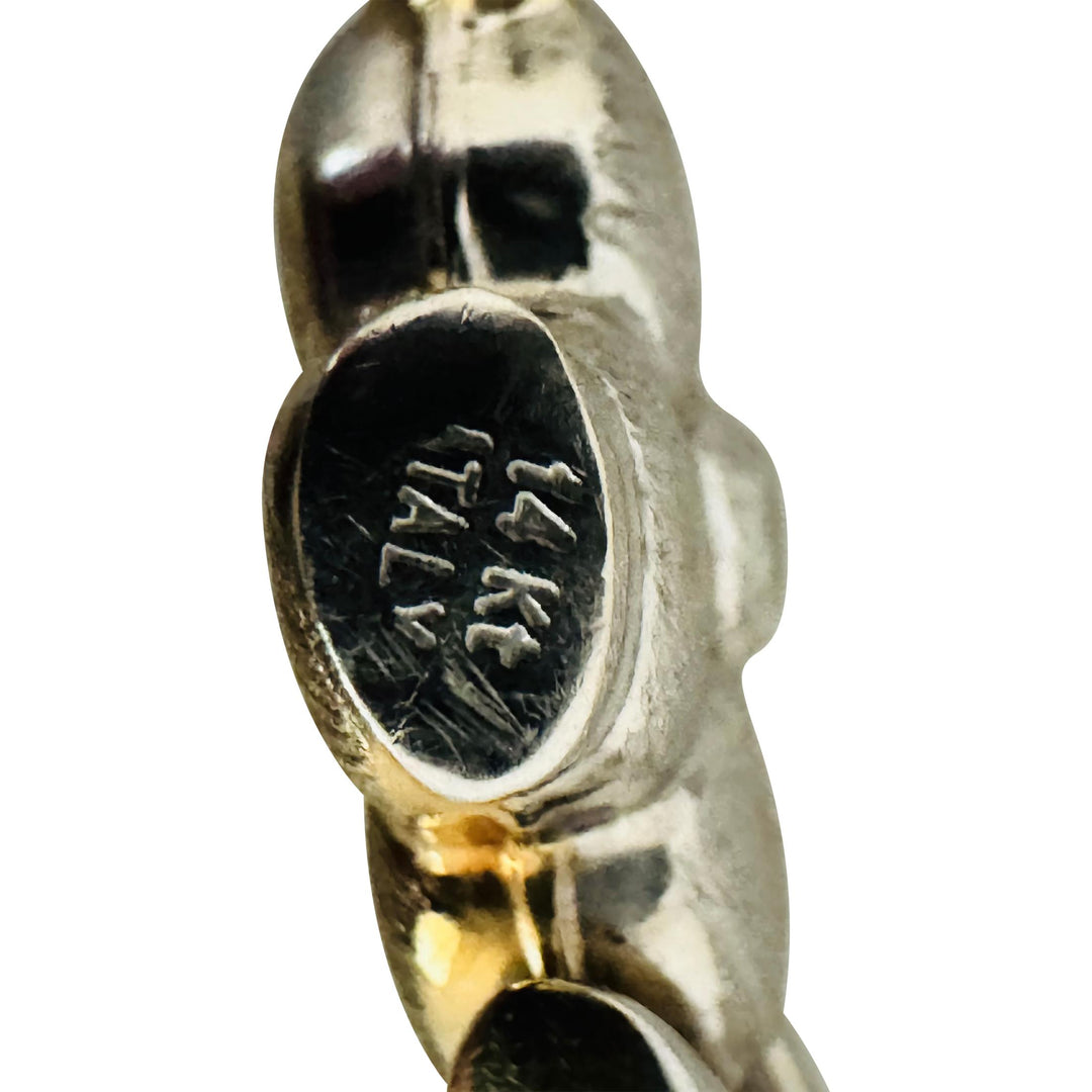 14k Yellow and White Gold 12.2g Reversible Fancy XO Link Bracelet 7.5"