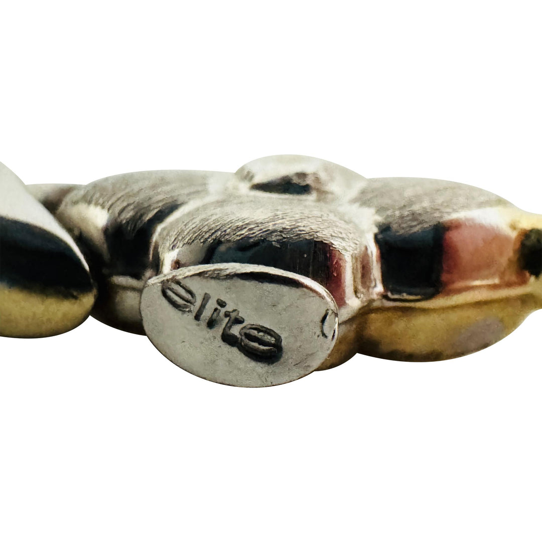 14k Yellow and White Gold 12.2g Reversible Fancy XO Link Bracelet 7.5"