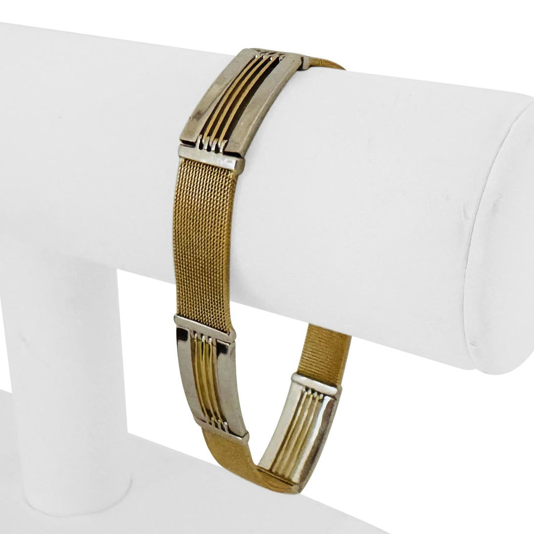 14k Yellow and White Gold 22.7g Men's 11mm Fancy Link Bracelet Italy 8"