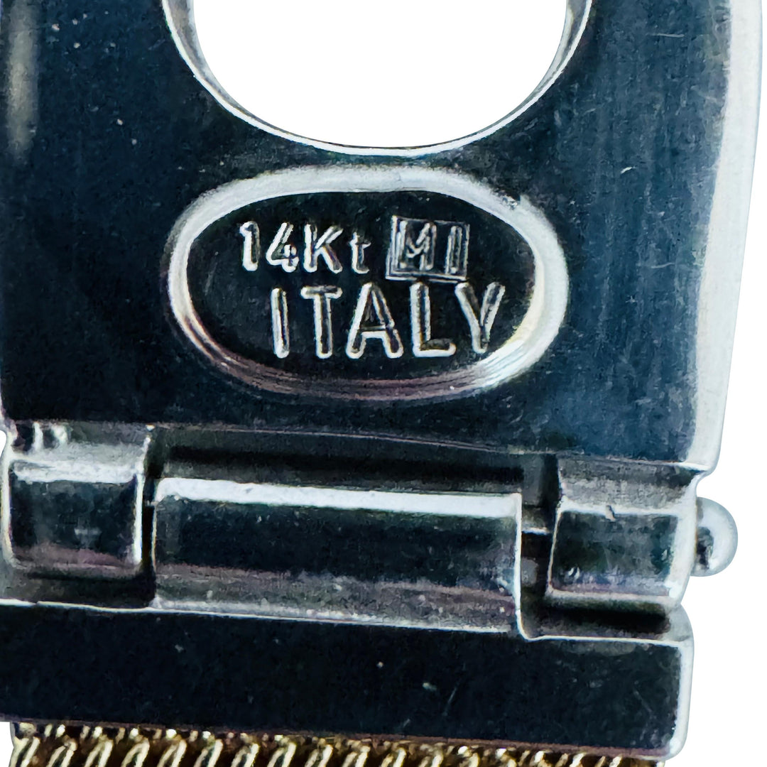 14k Yellow and White Gold 22.7g Men's 11mm Fancy Link Bracelet Italy 8"