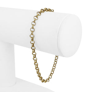 18k Yellow Gold 2.9g Hollow Light 4mm Rolo Link Bracelet 7.5"