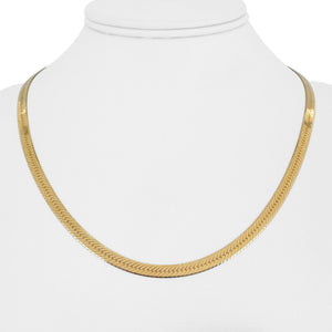 14k Yellow Gold 13.2g Solid 4mm Herringbone Link Chain Necklace Italy 18"