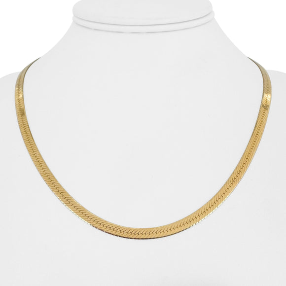 14k Yellow Gold 13.2g Solid 4mm Herringbone Link Chain Necklace Italy 18