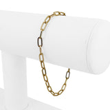 14k Yellow Gold Hollow Light Paperclip Link Bracelet Italy 7"