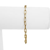 14k Yellow Gold Hollow Light Paperclip Link Bracelet Italy 7"