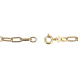 14k Yellow Gold Hollow Light Paperclip Link Bracelet Italy 7"