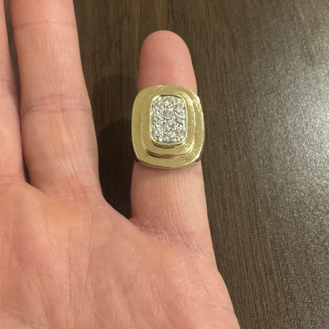 14k Yellow Gold and 0.50cttw Pave Diamond Men's Pinky Ring Size 5.5