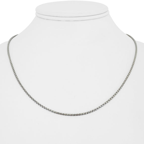 14k White Gold 5.8g Thin Solid 1.5mm Box Link Chain Necklace 18
