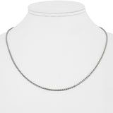 14k White Gold 5.8g Thin Solid 1.5mm Box Link Chain Necklace 18"