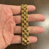 19k Portuguese Yellow Gold 38.3g Vintage Ladies 15mm Fancy Link Bracelet 7.5"