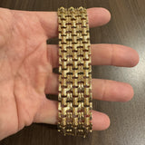 18k Yellow Gold 38.7g Ladies Vintage 27mm Wide Fancy Link Bracelet Italy 7.5"