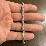 18k White Gold and 1.5cttw Diamond Curved Bar Link Bracelet 7"