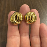 18k Yellow Gold 15.5g Solid Heavy Vintage Knot Clip On Earrings