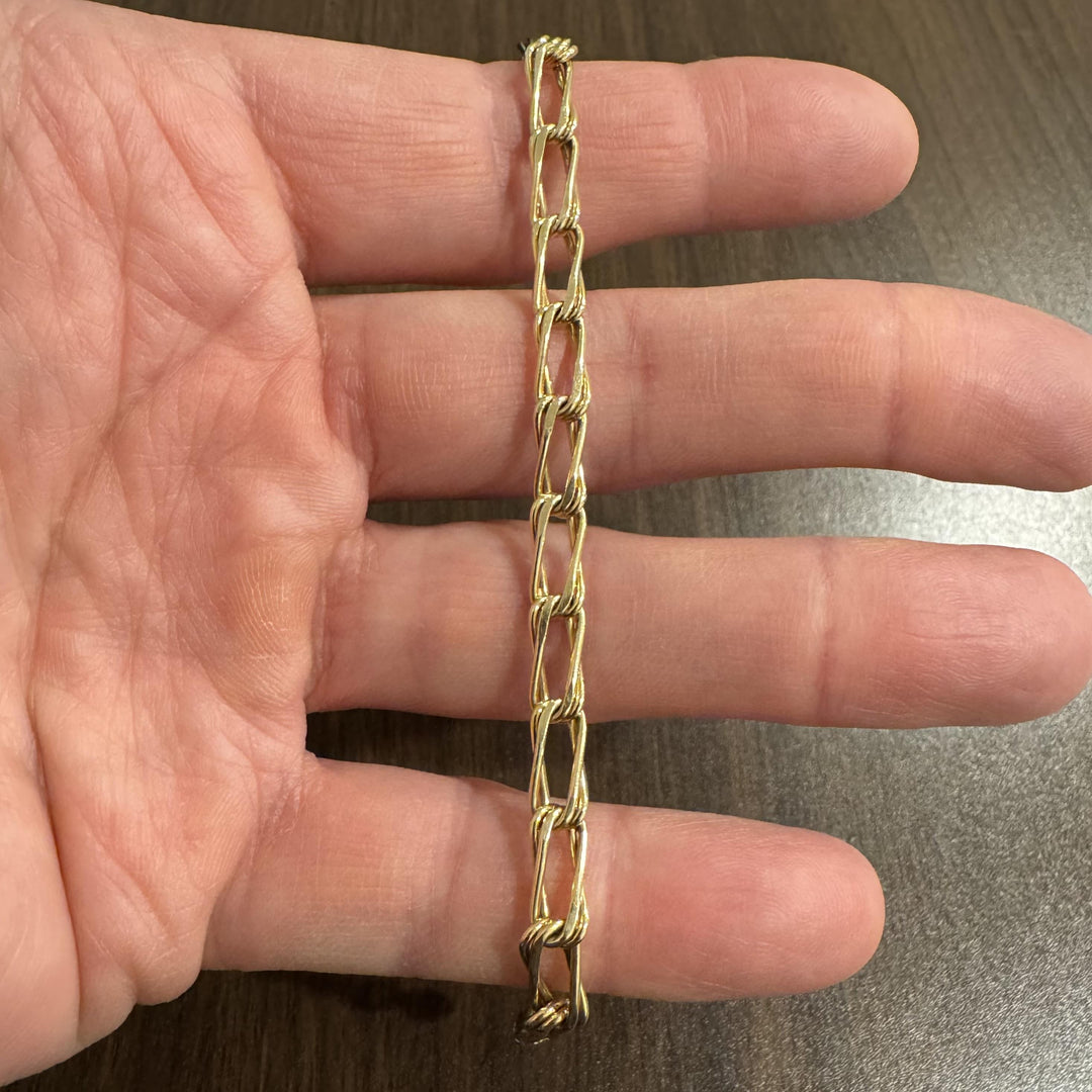 14k Yellow Gold 9.6g Ladies 5mm Fancy Twisted Curb Link Bracelet Italy 7"