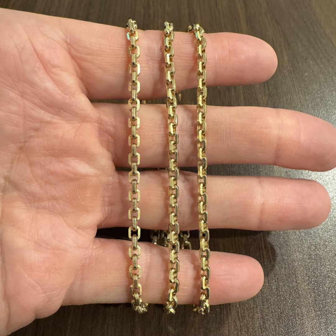 14k Yellow Gold 33g Solid Heavy 3.5mm Cable Biker Link Chain Necklace 26"