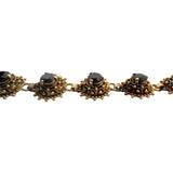 14k Yellow Gold and Red Garnet 23.7g Vintage Fancy Link Bracelet 7"