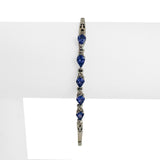 14k White Gold Tanzanite and Diamond 6.7g Ladies Bar Link Bracelet 7.25"