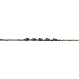 14k White Gold Tanzanite and Diamond 6.7g Ladies Bar Link Bracelet 7.25"