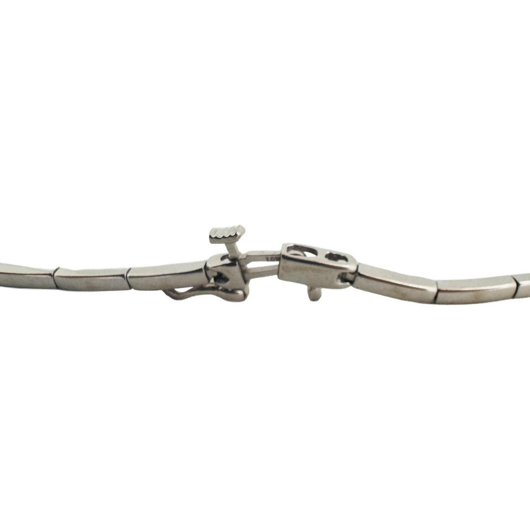 14k White Gold Tanzanite and Diamond 6.7g Ladies Bar Link Bracelet 7.25"