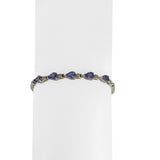 14k White Gold Tanzanite and Diamond 6.7g Ladies Bar Link Bracelet 7.25"